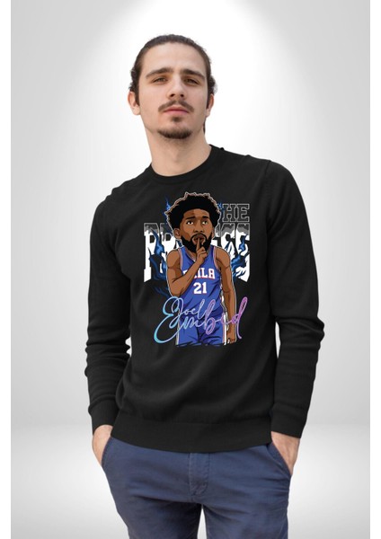 Joel Embiid Basketbol Philadelphia  Kadın Erkek Siyah Sweatshirt