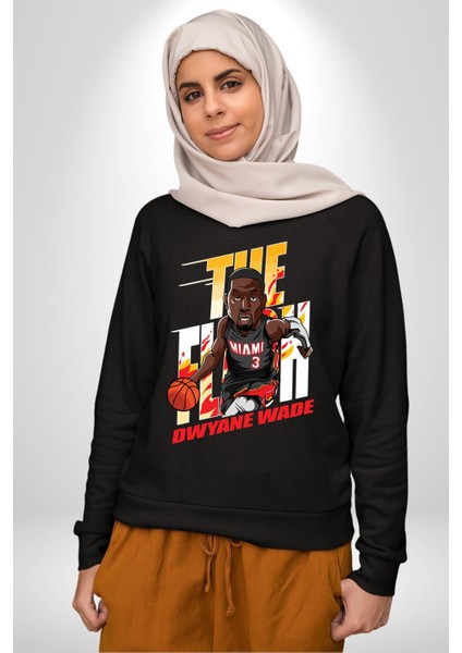 Dwyane Wade Miami Basketbol Kadın Erkek Siyah Sweatshirt