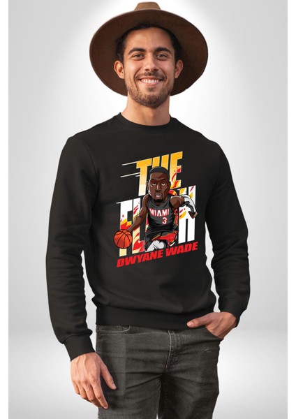 Dwyane Wade Miami Basketbol Kadın Erkek Siyah Sweatshirt fırsatları