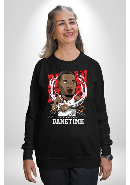Basketbol Oyun Zamanı Kadın Erkek Siyah Sweatshirt
