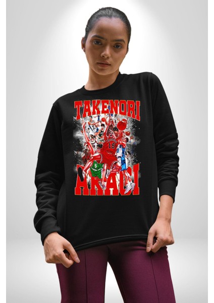 Basketbol Akagi Takenori Anime Slam Dunk Karakter Kadın Erkek Siyah Sweatshirt