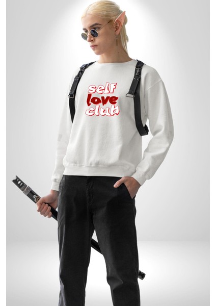 Kendini Sevme Kulübü Sokak Stili Kadın Erkek Beyaz Sweatshirt fiyatları