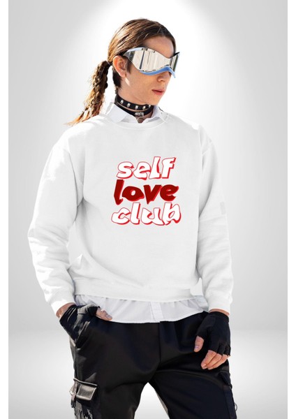 Kendini Sevme Kulübü Sokak Stili Kadın Erkek Beyaz Sweatshirt modelleri