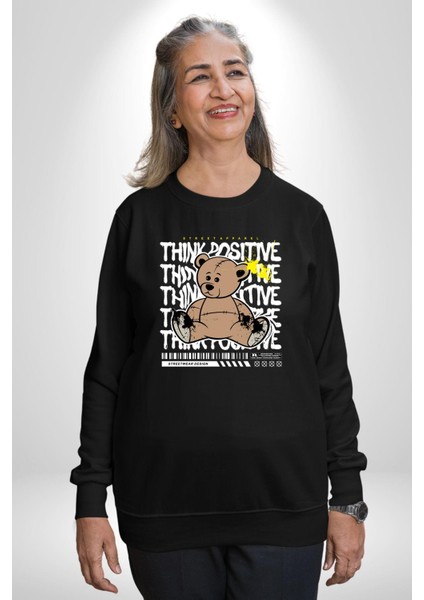Positive Düşünce Kadın Erkek Siyah Sweatshirt
