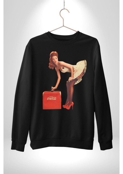 Cocacola Reklam 80LER Kadın Erkek Siyah Sweatshirt
