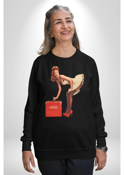 Cocacola Reklam 80LER Kadın Erkek Siyah Sweatshirt