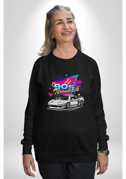 90'lı Yıllar Süper Araba Need For Speed Kadın Erkek Siyah Sweatshirt