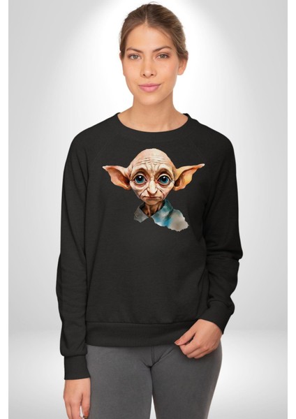 Dobby Elf Harry Potter Sulu Boya Kadın Erkek Siyah Sweatshirt