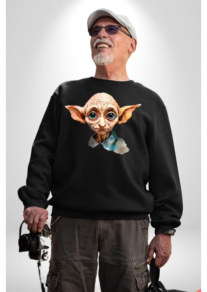 Dobby Elf Harry Potter Sulu Boya Kadın Erkek Siyah Sweatshirt