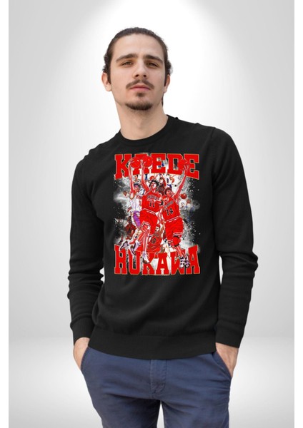 Anime Kaede Rukawa Basketbol Karakteri Kadın Erkek Siyah Sweatshirt modelleri