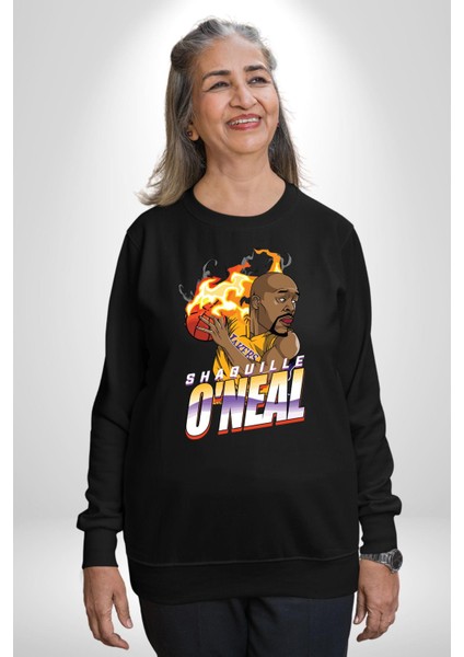 Basketbol Shaquille Oneal Star Ateş Topu Kadın Erkek Siyah Sweatshirt fırsatları