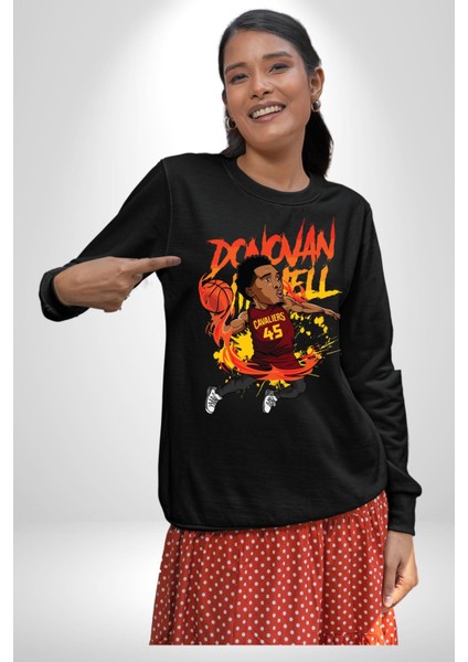 Donovan Mitchell Basketbol Karikatür Kadın Erkek Siyah Sweatshirt fiyatları
