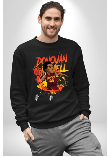 Donovan Mitchell Basketbol Karikatür Kadın Erkek Siyah Sweatshirt fırsatları