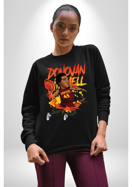 Donovan Mitchell Basketbol Karikatür Kadın Erkek Siyah Sweatshirt indirimleri