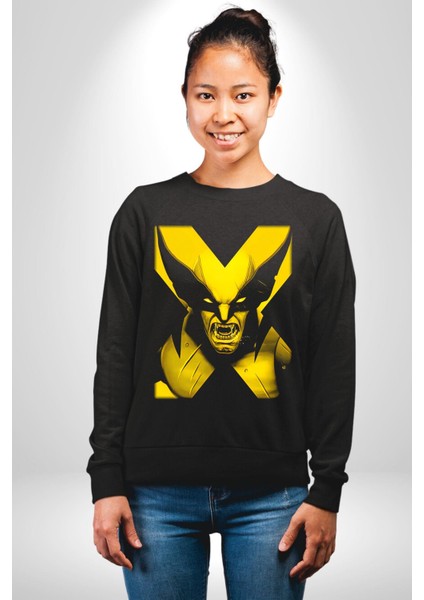 X-Men Wolverine Kadın Erkek Siyah Sweatshirt