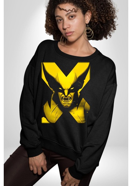 X-Men Wolverine Kadın Erkek Siyah Sweatshirt