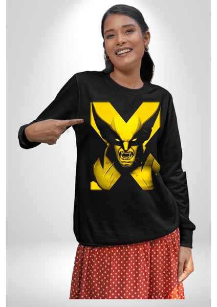 X-Men Wolverine Kadın Erkek Siyah Sweatshirt