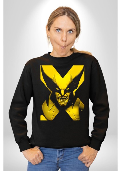 X-Men Wolverine Kadın Erkek Siyah Sweatshirt