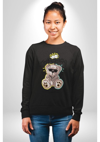 Gerçeklikten Uzak Tutun Kadın Erkek Siyah Sweatshirt