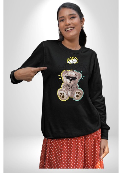 Gerçeklikten Uzak Tutun Kadın Erkek Siyah Sweatshirt