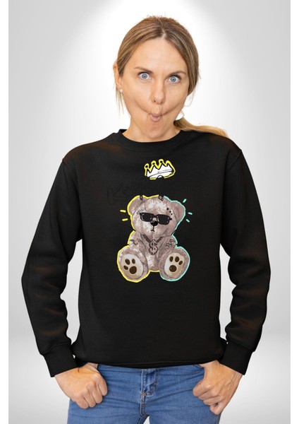 Gerçeklikten Uzak Tutun Kadın Erkek Siyah Sweatshirt