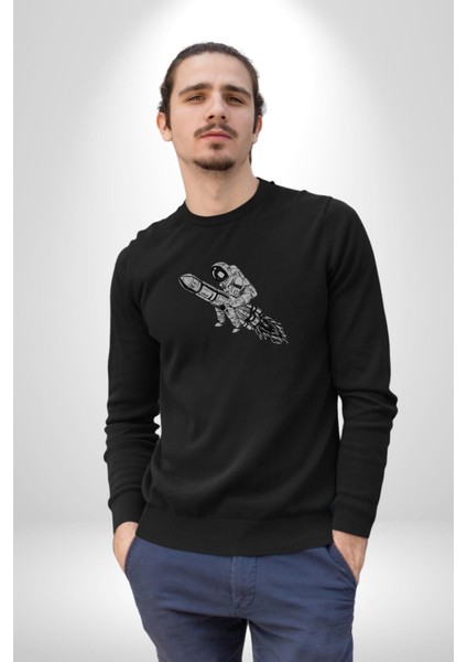 Kask Motorsiklet Dünya Turu Kadın Erkek Siyah Baskılı Sweatshirt