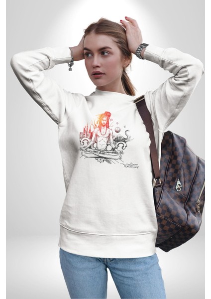 Uluslararası Yoga Günü 21 Temmuz Kadın Erkek Beyaz Baskılı Sweatshirt modelleri