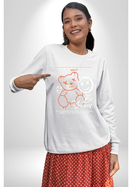Yükseliş Için Kendin Ol Kadın Erkek Beyaz Sweatshirt fiyatları