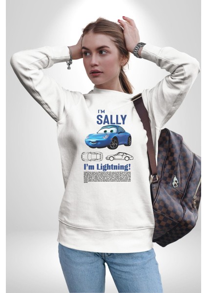 Araba Sally  Kadın Erkek Beyaz Sweatshirt