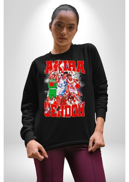 Basketbol Akira Sendoh Anime Slam Dunk Karakter Kadın Erkek Siyah Sweatshirt modelleri