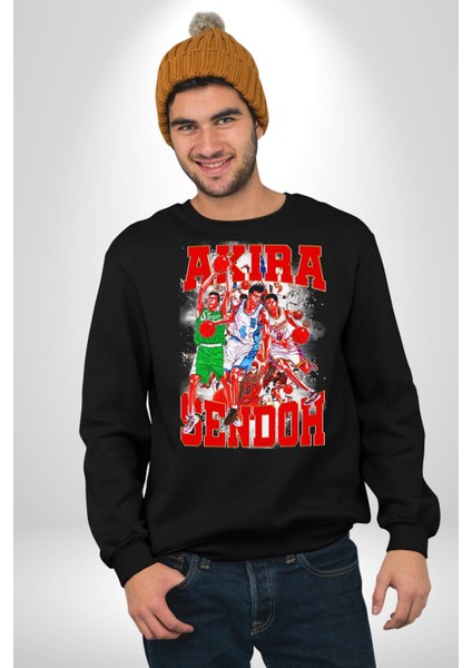 Basketbol Akira Sendoh Anime Slam Dunk Karakter Kadın Erkek Siyah Sweatshirt fırsatları