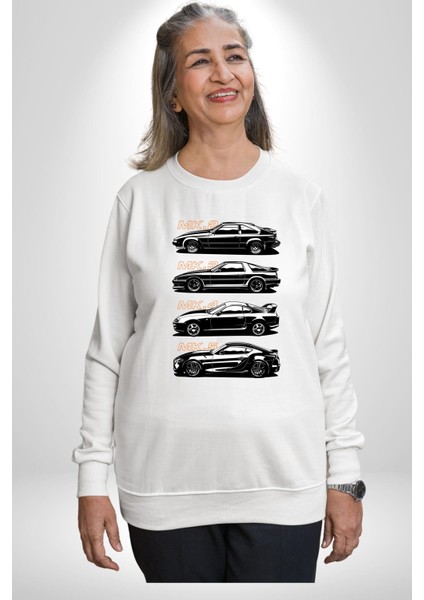 Toyota Supra Mk Serisi Kadın Erkek Beyaz Sweatshirt