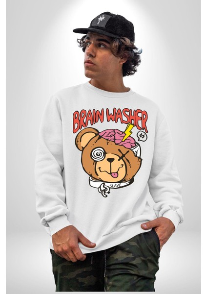 Beyin Yıkama Kadın Erkek Beyaz Sweatshirt modelleri