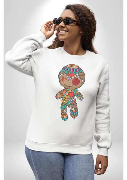 Voofoo Bebeği Doll Doldurulmuş Bebek Kadın Erkek Beyaz Baskılı Sweatshirt indirimleri