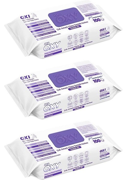 Yüzey Temizlik Havlusu 100 Yaprak Lavanta Esintisi Plastik Kapaklı 3'lü Set 300 Yaprak