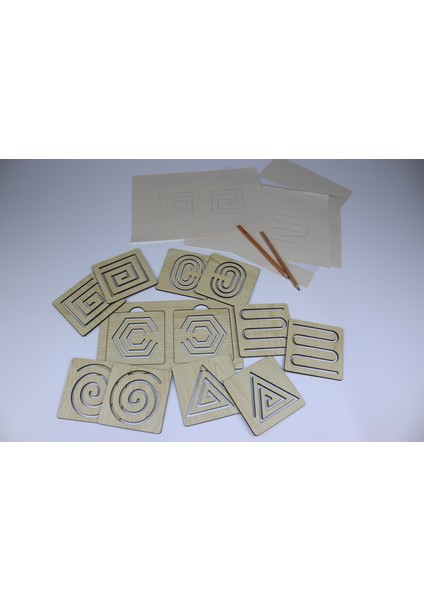 Montessori Iki El ile Ince Motor Beceri ve Çizgi Çalışma Seti modelleri