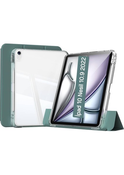 Ipad 10.nesil 2022 10.9" M1 A2696 A2757 Kılıf Pen Charge Şeffaf Kalem Bölmeli Case