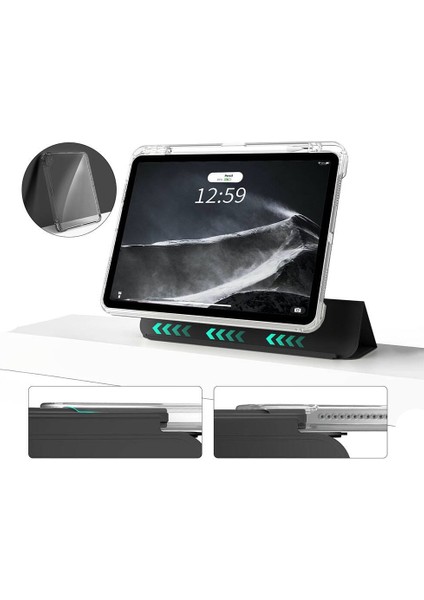 Ipad 10.nesil 2022 10.9" M1 A2696 A2757 Kılıf Pen Charge Şeffaf Kalem Bölmeli Case modelleri