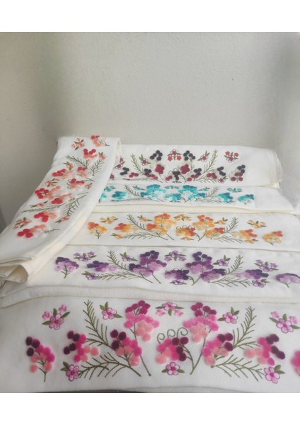 Soft Kadife Havlu 6 Adet 3 Boyutlu Tafting Baskılı 50X90 cm modelleri
