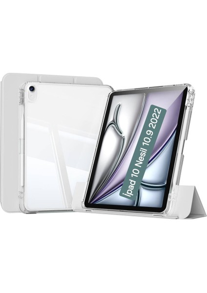 Ipad 10.nesil 2022 10.9" M1 A2696 A2757 Kılıf Pen Charge Şeffaf Kalem Bölmeli Case