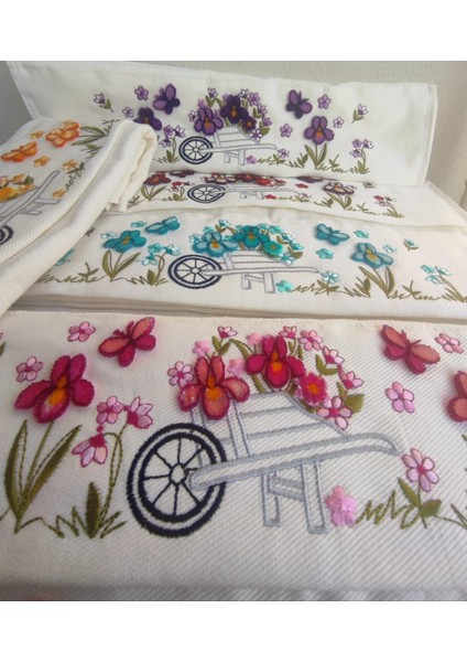 Soft Kadife Havlu 6 Adet 3 Boyutlu Tafting Baskılı 50X90 cm