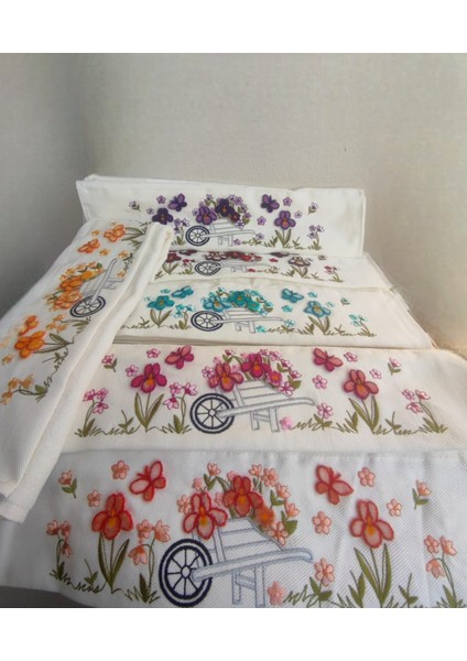 Soft Kadife Havlu 6 Adet 3 Boyutlu Tafting Baskılı 50X90 cm modelleri