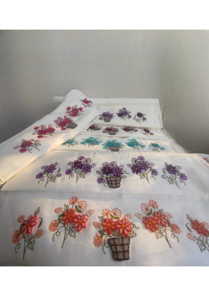 Soft Kadife Havlu 6 Adet 3 Boyutlu Tafting Baskılı 50X90 cm modelleri