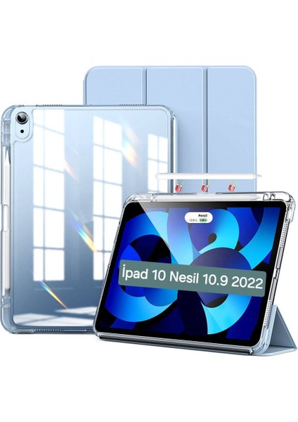 Ipad 10.nesil 2022 10.9" M1 A2696 A2757 Kılıf Pen Charge Şeffaf Kalem Bölmeli Case