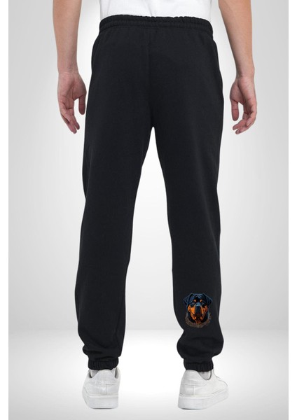 Rottweiler Koca Kafa Pamuklu 3 Iplik Siyah Eşofman Altı Erkek Oversize Kesim Dijital Baskılı modelleri