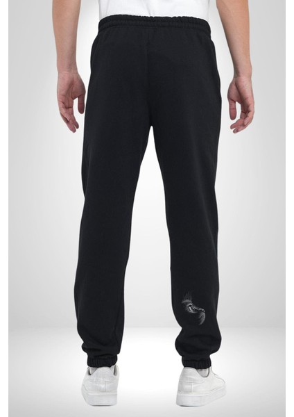 Kedi Bakışı Duygusal 3 Iplik Erkek Baskılı Siyah Eşofman Altı fırsatları