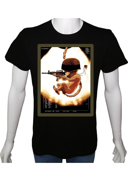 Unisex T-Shirt Siyah 'asker&taktik / Ultrasonik Asker' Baskılı L