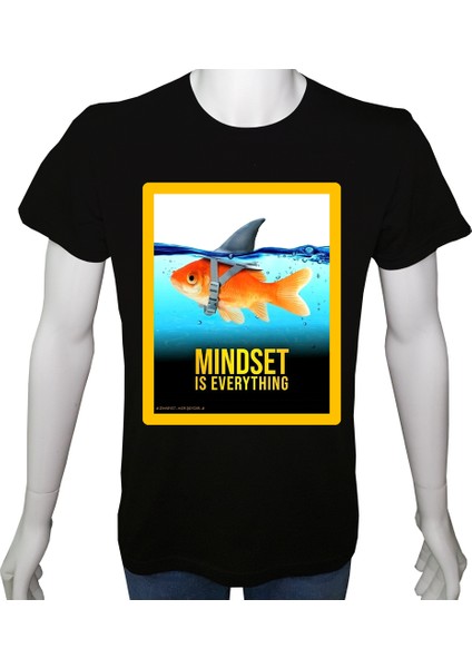 Unisex T-Shirt Siyah 'aforizma / Zihniyet Herşeydir' Baskılı L