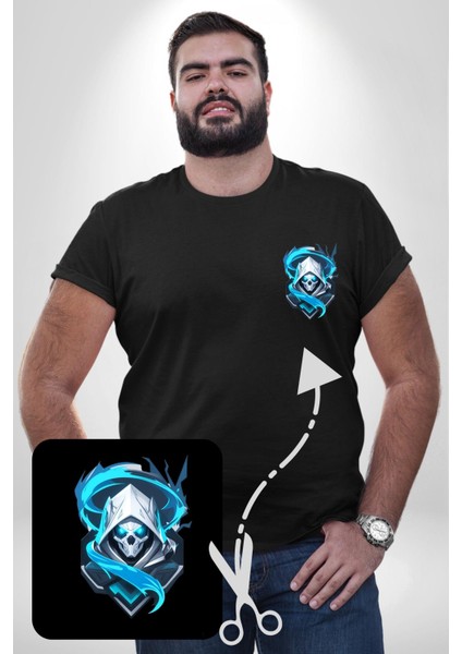 Buzların Efendisi Kurukafa Siyah Büyük Beden Kadın Basic Minimal Baskılı Tişört