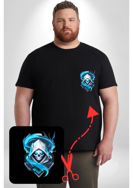 Buzların Efendisi Kurukafa Siyah Büyük Beden Kadın Basic Minimal Baskılı Tişört modelleri